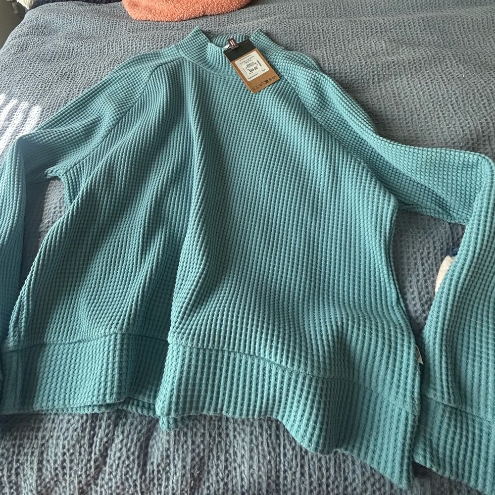 NWT North Face W L/S Mock Neck Chabot Size XL Algae Blue